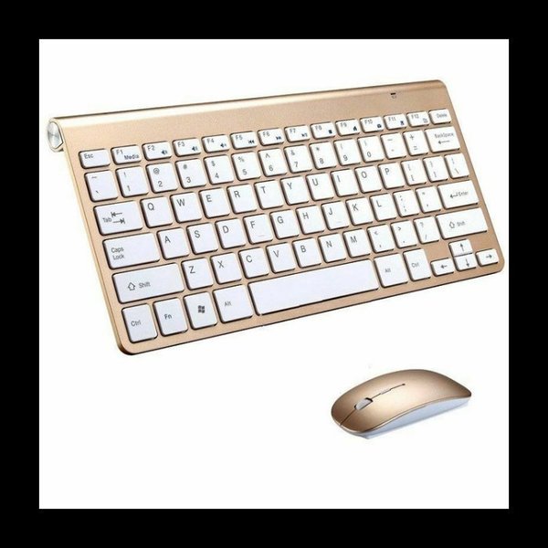 Sanoxy Mini Wireless Keyboard And Mouse Set 2.4G Compatible with Mac Apple PC Computer Gold SNX-Mini-KYB-MS-ST-GLD